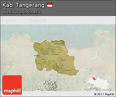 Satellite 3D Map of Kab. Tangerang, lighten