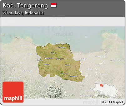 Satellite 3D Map of Kab. Tangerang, lighten