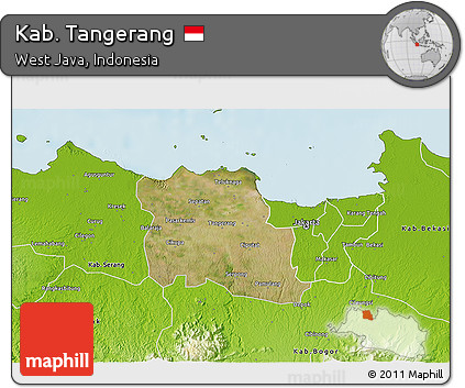 Satellite 3D Map of Kab. Tangerang, physical outside