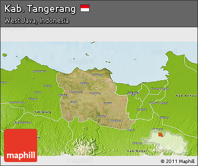 Satellite 3D Map of Kab. Tangerang, physical outside