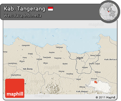 Shaded Relief 3D Map of Kab. Tangerang