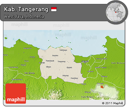 Shaded Relief 3D Map of Kab. Tangerang, physical outside