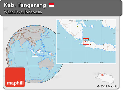 Gray Location Map of Kab. Tangerang, highlighted country