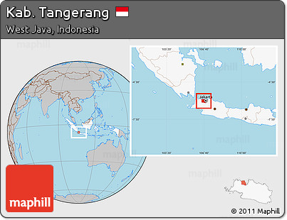 Gray Location Map of Kab. Tangerang, highlighted country