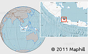 Gray Location Map of Kab. Tangerang, highlighted country, hill shading