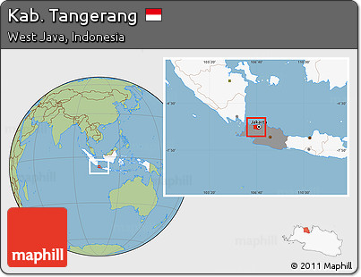 Savanna Style Location Map of Kab. Tangerang, highlighted country, highlighted parent region
