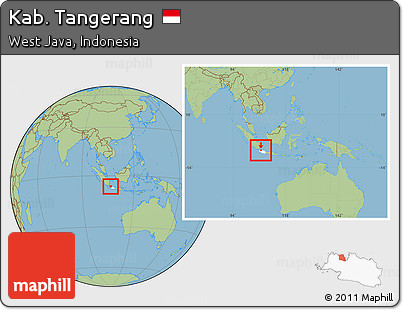 Savanna Style Location Map of Kab. Tangerang, highlighted parent region, within the entire country