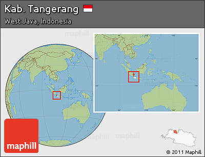 Savanna Style Location Map of Kab. Tangerang, highlighted parent region, within the entire country