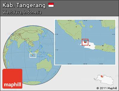 Savanna Style Location Map of Kab. Tangerang, highlighted parent region