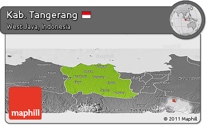 Physical Panoramic Map of Kab. Tangerang, desaturated