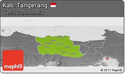 Physical Panoramic Map of Kab. Tangerang, desaturated