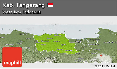 Physical Panoramic Map of Kab. Tangerang, semi-desaturated