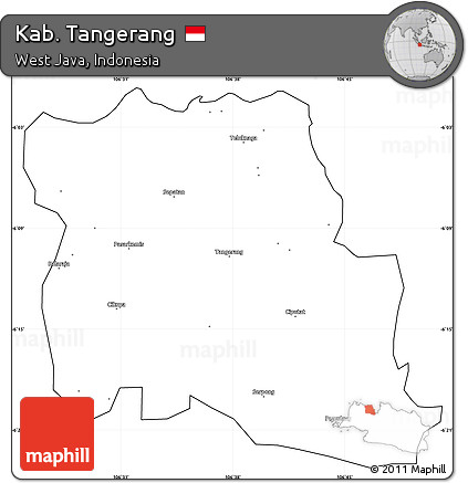 Blank Simple Map of Kab. Tangerang, cropped outside
