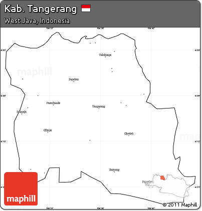 Blank Simple Map of Kab. Tangerang, cropped outside