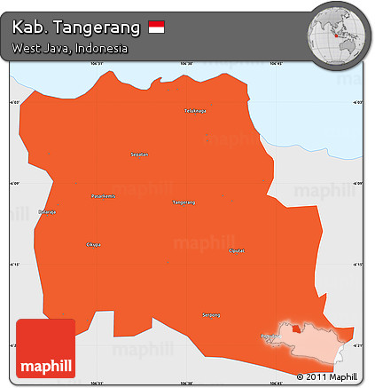 Political Simple Map of Kab. Tangerang, single color outside