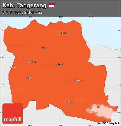 Political Simple Map of Kab. Tangerang, single color outside