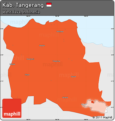Political Simple Map of Kab. Tangerang, single color outside