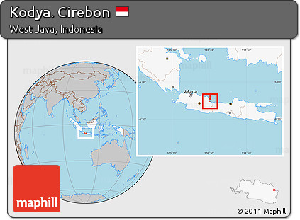 Gray Location Map of Kodya. Cirebon, highlighted country
