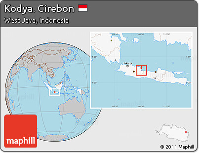 Gray Location Map of Kodya. Cirebon, highlighted country