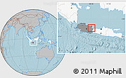 Gray Location Map of Kodya. Cirebon, highlighted country, highlighted parent region, hill shading