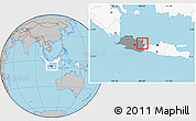 Gray Location Map of Kodya. Cirebon, highlighted country, highlighted parent region