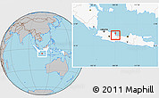 Gray Location Map of Kodya. Cirebon, highlighted country