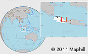 Gray Location Map of Kodya. Cirebon, highlighted parent region