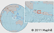 Gray Location Map of Kodya. Cirebon, hill shading