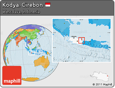 Political Location Map of Kodya. Cirebon, highlighted parent region