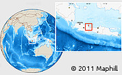 Shaded Relief Location Map of Kodya. Cirebon, highlighted country