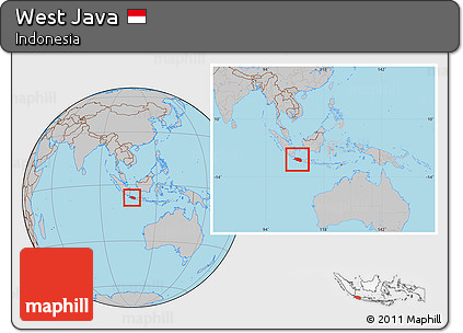 Gray Location Map of West Java, within the entire country