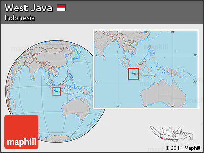Gray Location Map of West Java, within the entire country
