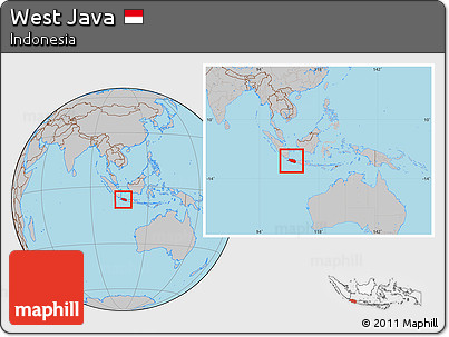 Gray Location Map of West Java, within the entire country