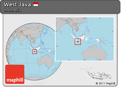 Gray Location Map of West Java, highlighted country, within the entire country