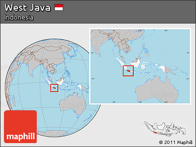 Gray Location Map of West Java, highlighted country, within the entire country
