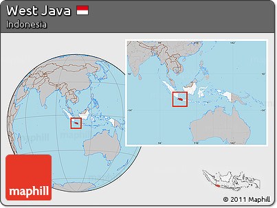 Gray Location Map of West Java, highlighted country, within the entire country