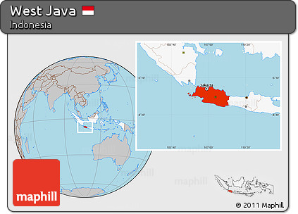 Gray Location Map of West Java, highlighted country