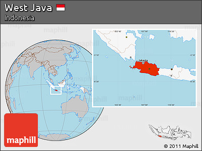 Gray Location Map of West Java, highlighted country