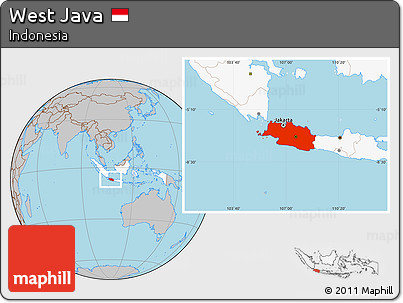 Gray Location Map of West Java, highlighted country