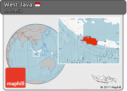 Gray Location Map of West Java, highlighted country, hill shading