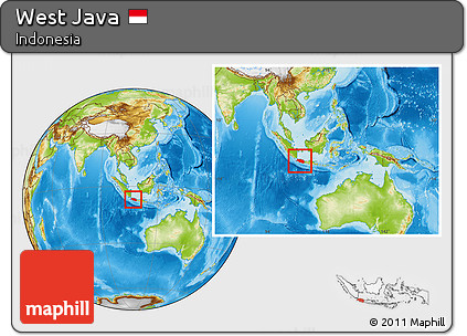Physical Location Map of West Java, within the entire country