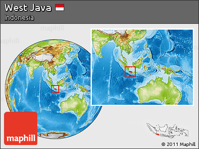Physical Location Map of West Java, within the entire country