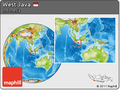 Physical Location Map of West Java, within the entire country