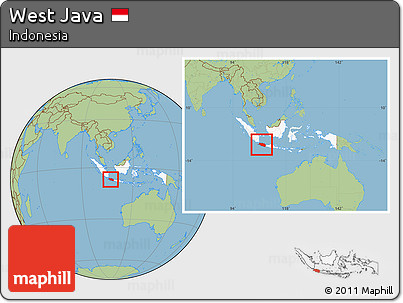 Savanna Style Location Map of West Java, highlighted country, within the entire country