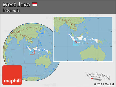 Savanna Style Location Map of West Java, highlighted country, within the entire country