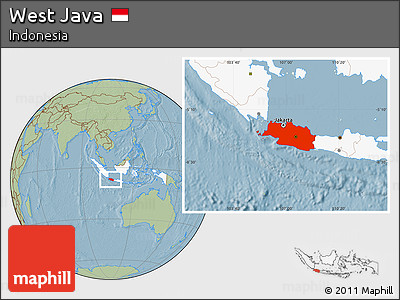Savanna Style Location Map of West Java, highlighted country, hill shading