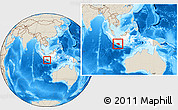 Shaded Relief Location Map of West Java, highlighted country, within the entire country