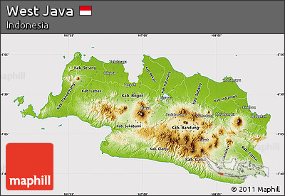 Physical Map of West Java, cropped outside