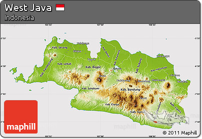 Physical Map of West Java, cropped outside