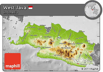 Physical Map of West Java, desaturated